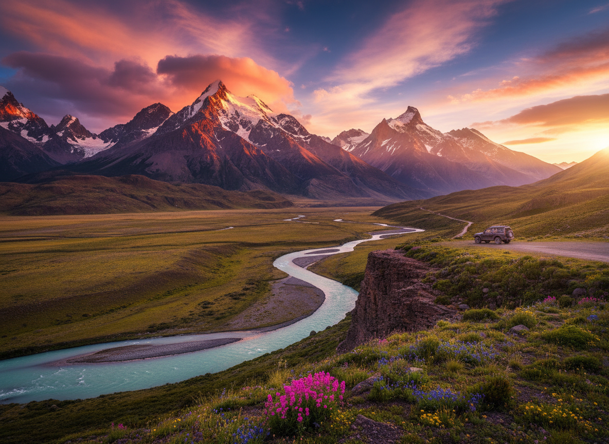 Paisaje montañoso dramático de América