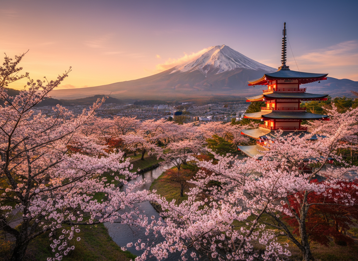 Japón Épico - Monte Fuji con cerezos en flor